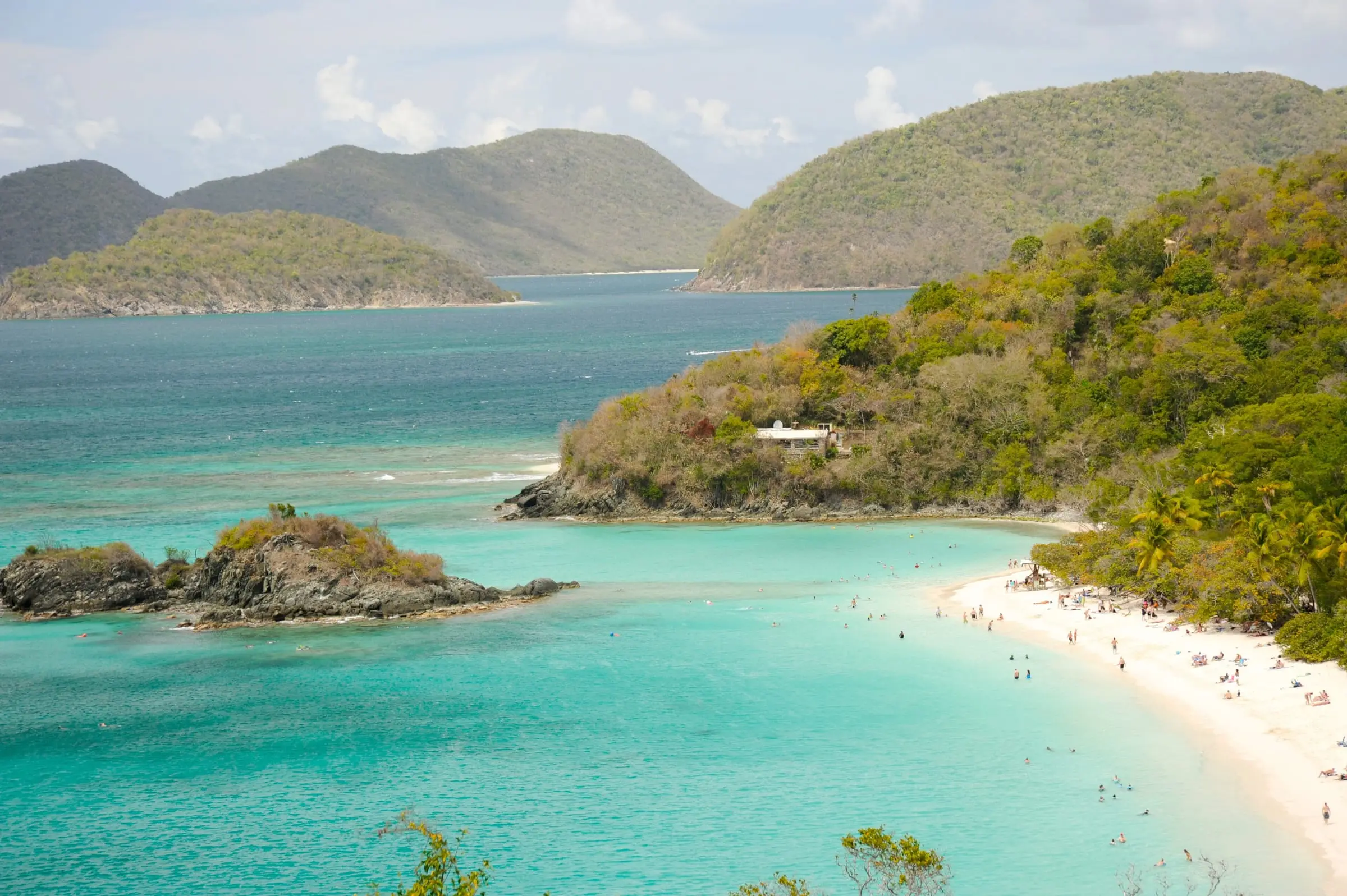 Turquoise water around Trunk Cay off the beach at Trunk Bay, St. John
